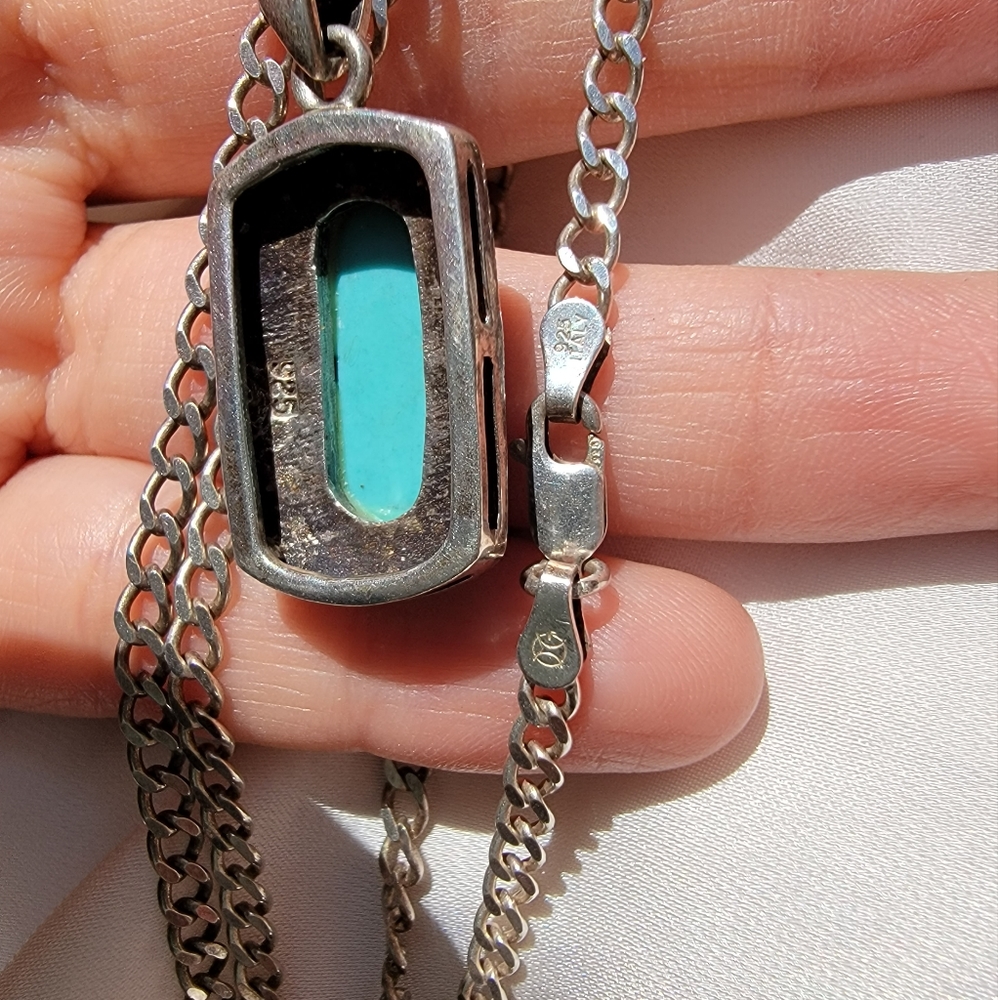 Turquoise Marcasite Sterling Silver Necklace - Picture 2 of 2